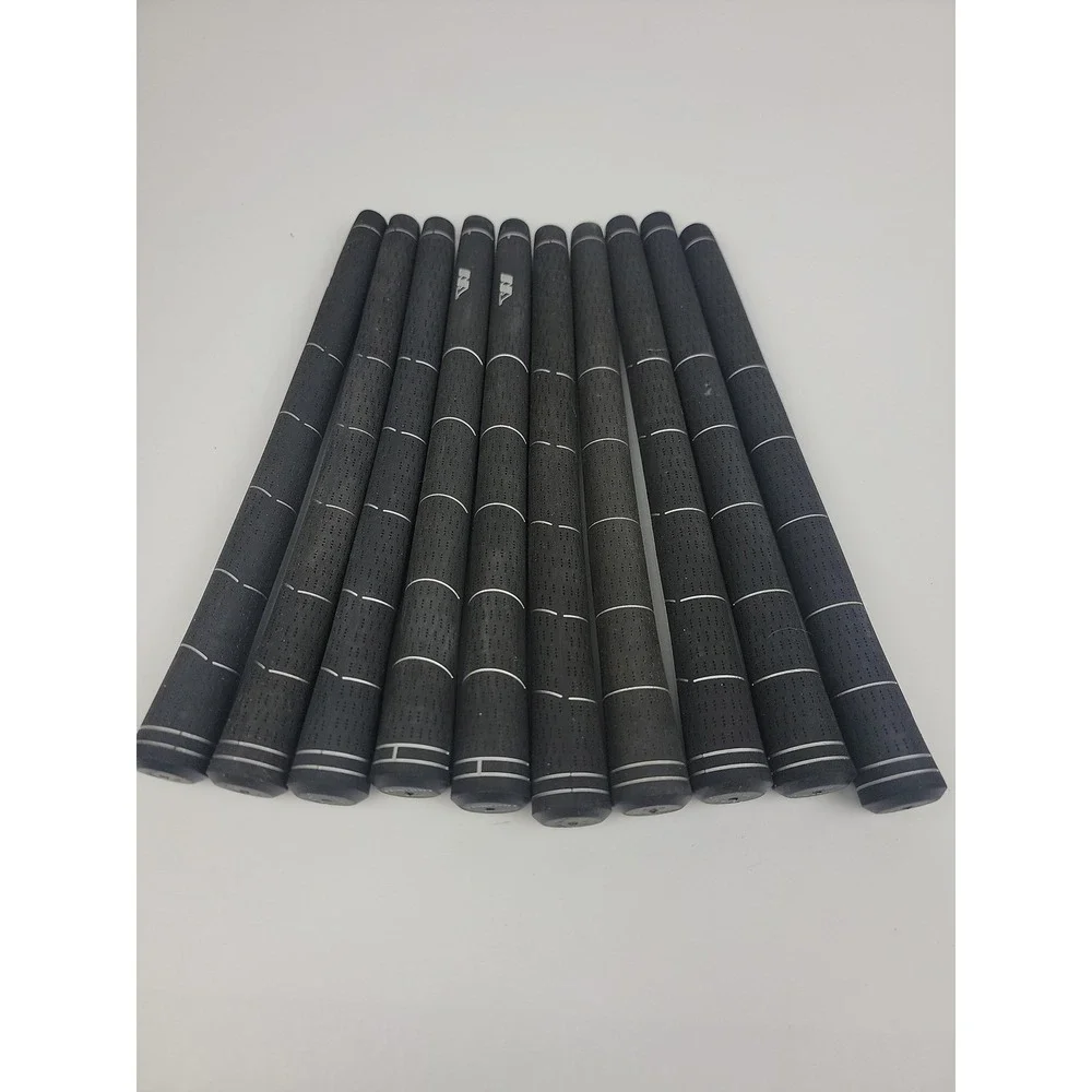 Wishon Golf Grips Set of 10 Black Perforated Rubber Spiral Line Pattern Standard